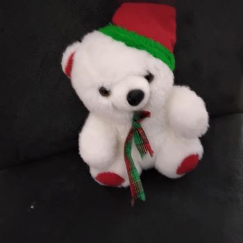 Peluche ourson blanc de Noël