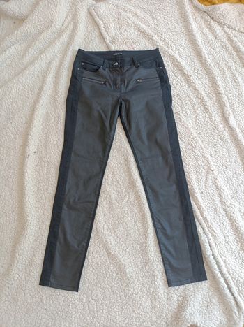 Jean noir effet enduit bicolore taille 38 – Bréal cuir mat zip