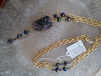 Collier Doré Pierre Agate Perles Cristal Multicolore
