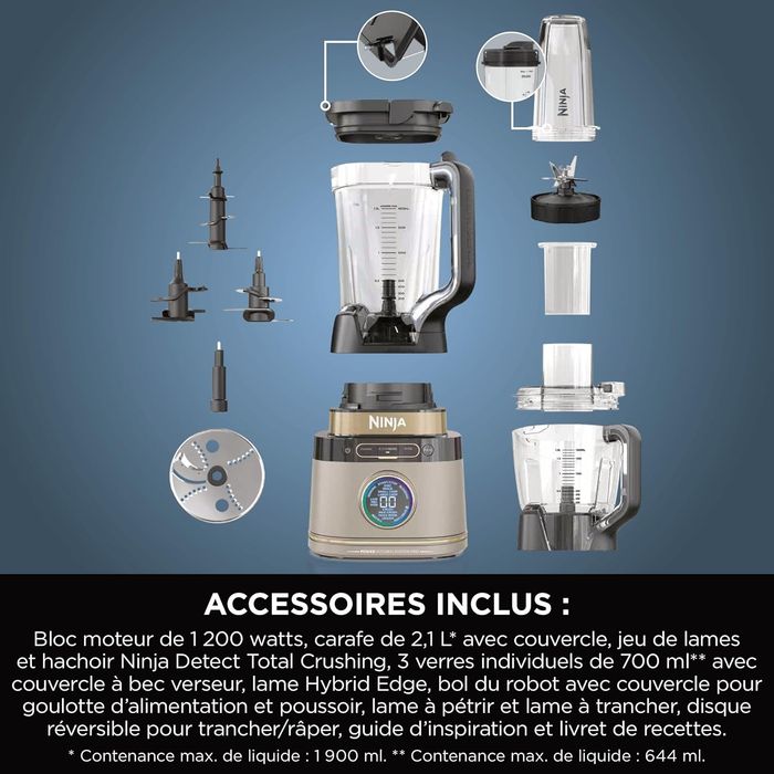 NEUF - Ninja Detect Power Blender Processor Pro 3-en-1 Couleur stone or - photo numéro 8