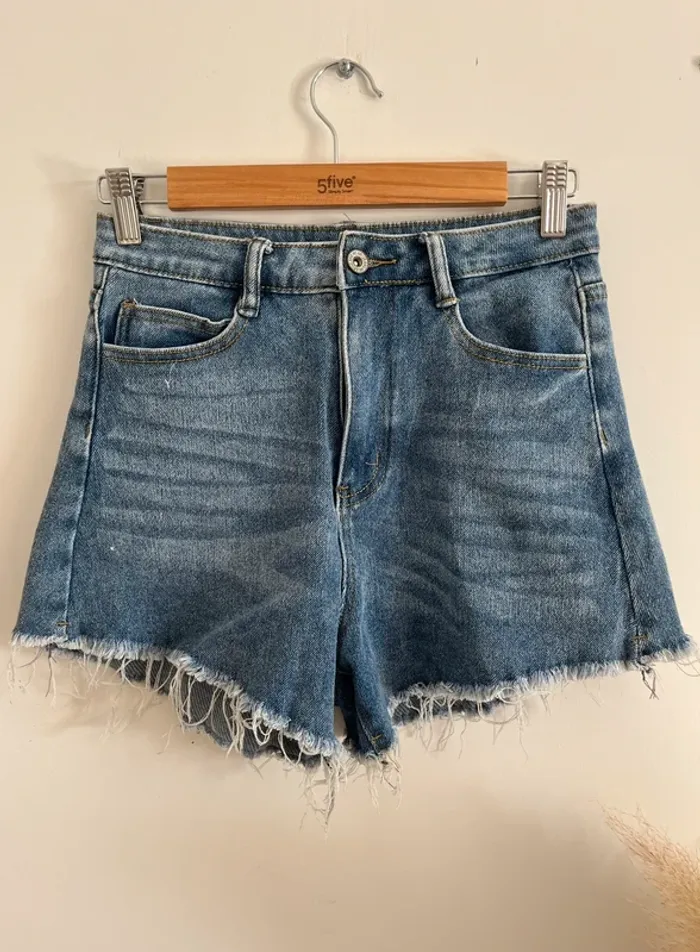 Short en jean bleu taille haute - photo numéro 4