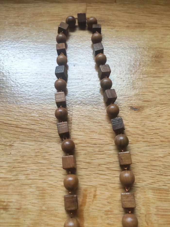 Collier en bois vintage - photo numéro 2