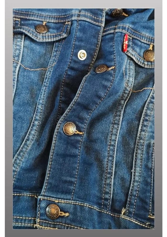 Veste en jeans à capuche bleu et gris Levi Strauss Taille 36 mois - photo numéro 7