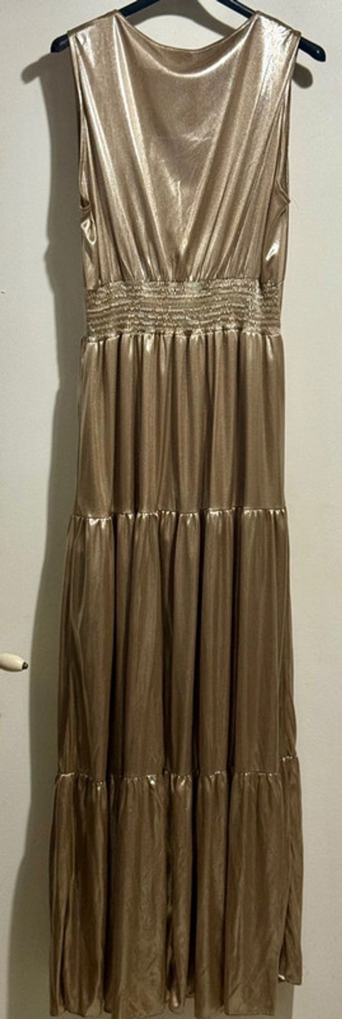 Robe longue goa soirée /habillée dorée lurex taille 3 /L - photo numéro 4