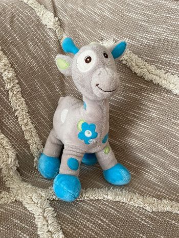 Peluche doudou 25cm Arthur et Lola girafe grise et bleu à pois très bon état