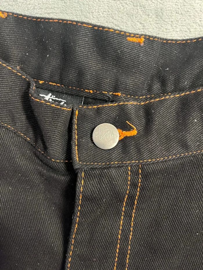 Short/Jort Stussy Black Embroidered Orange Big Logo Back – Taille M - photo numéro 6