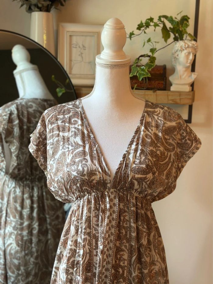 Belle robe longue motifs paisley fleuris taille U - Laraethnics - photo numéro 3