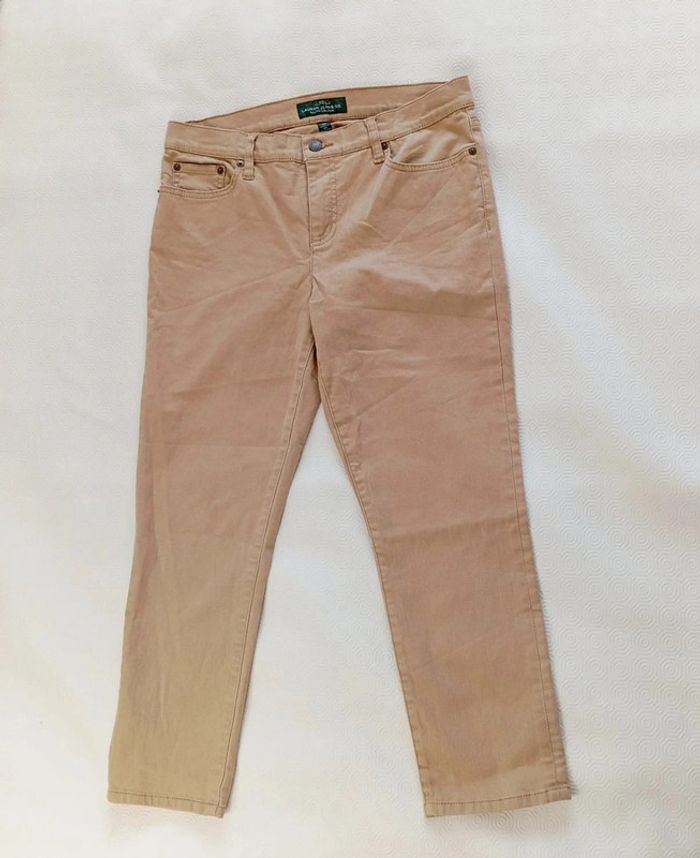 Pantalon Kaki Pour Femme Ralph Lauren Jeans Co LRL Modern Straight Cropped Taille US10 FR42