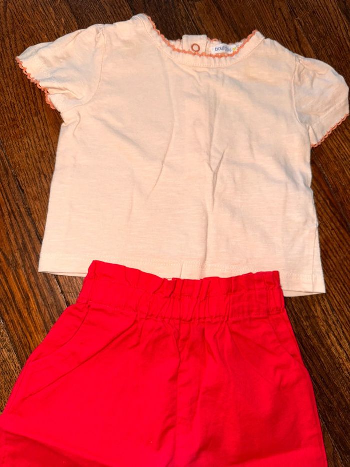 T-shirt Bout’chou et pantalon léger rose Lili gaufrette 6 mois - photo numéro 2