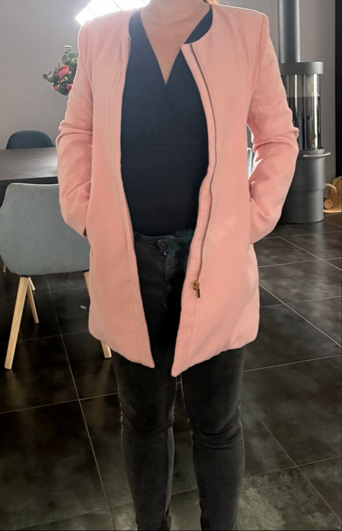 Manteau mi long rose poudré Women Only 38 ou M - photo numéro 2