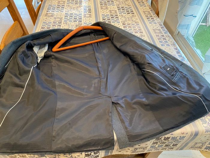Veste costume bleue chiné - photo numéro 8
