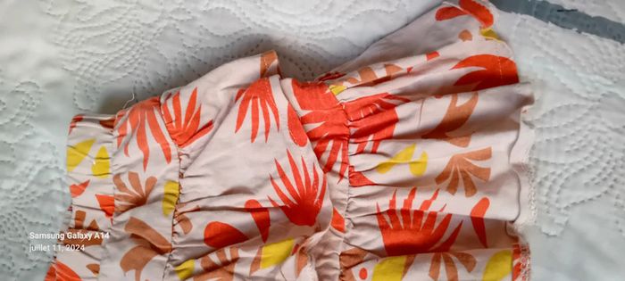 Jupe courte à volants motif feuillage corail fille 8 ans vert baudet - photo numéro 6