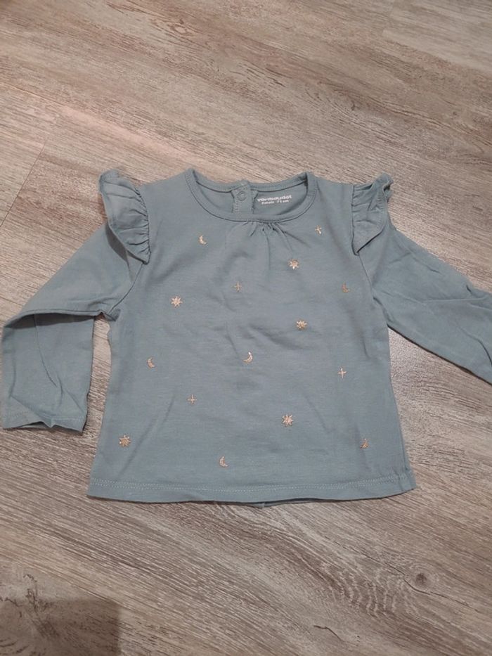 Débardeur blanc rayé or et tee-shirt manches longues bleu argent - photo numéro 4