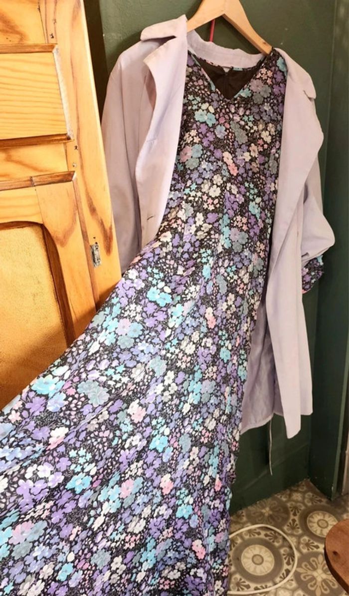 Jolie robe maxi vintage années 70's À fleurs