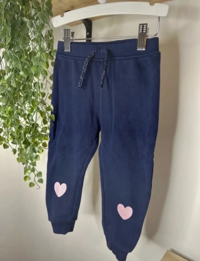 Jogging bleu marine cœur rose - photo numéro 4