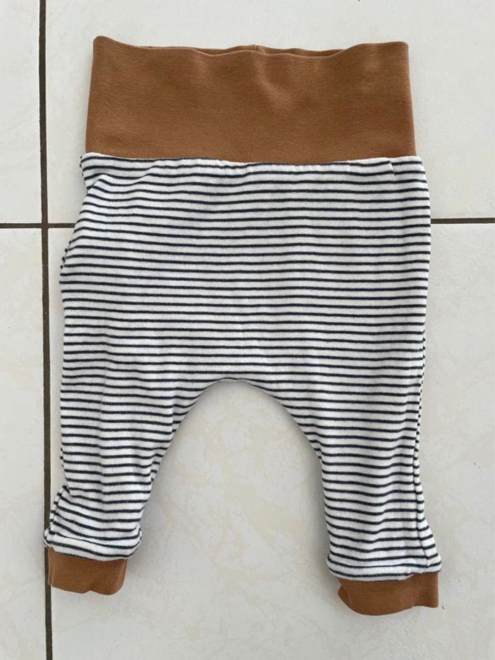 Pantalon, legging réversible, camel et rayures, bebe, taille 6 mois Obaïbi