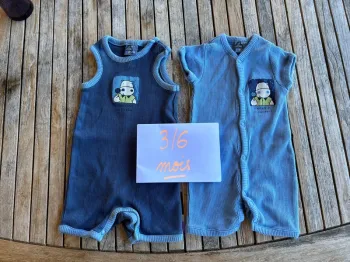 Lot de 2 combishorts AmsTramGram - 3/6 mois