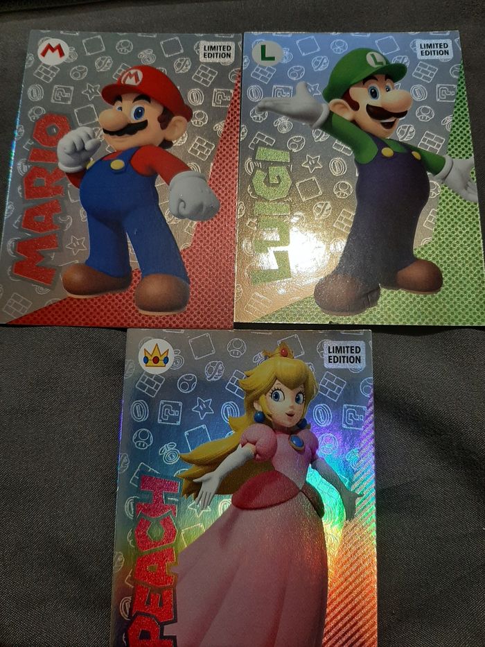 Lot 3 cartes Panini édition limitée super Mario playtime