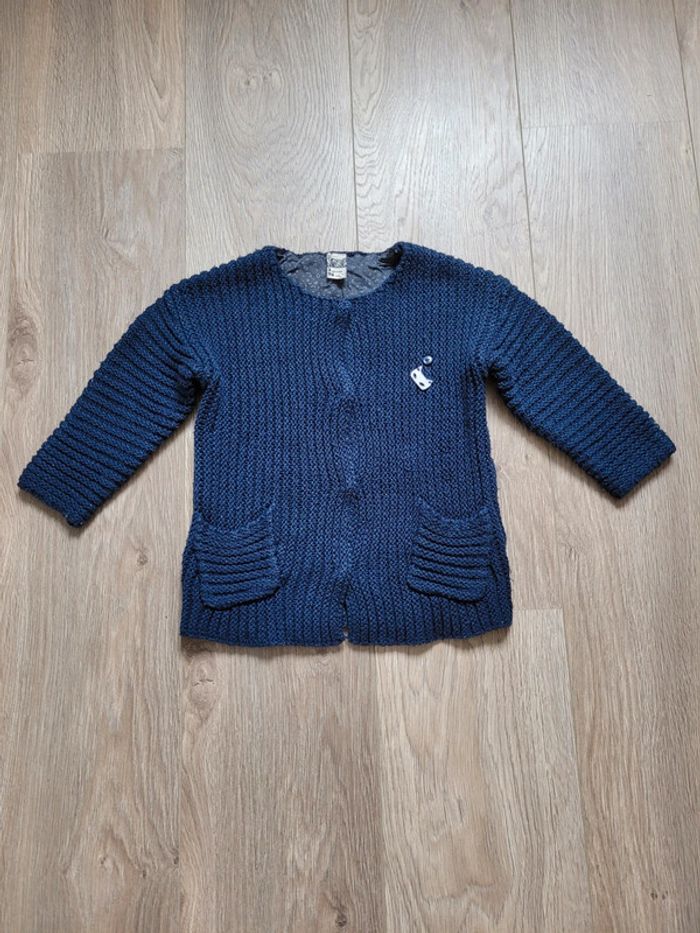 Gilet bleu marine à grosse maille