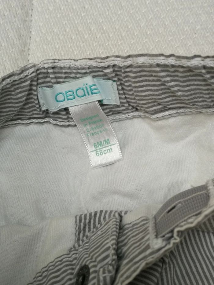 Pantalon rayé blanc et gris Okaidi 6M - photo numéro 3