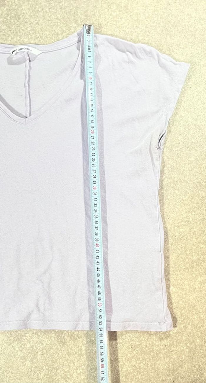 🟣 T-shirt col V Camaïeu taille M🟣 - photo numéro 6