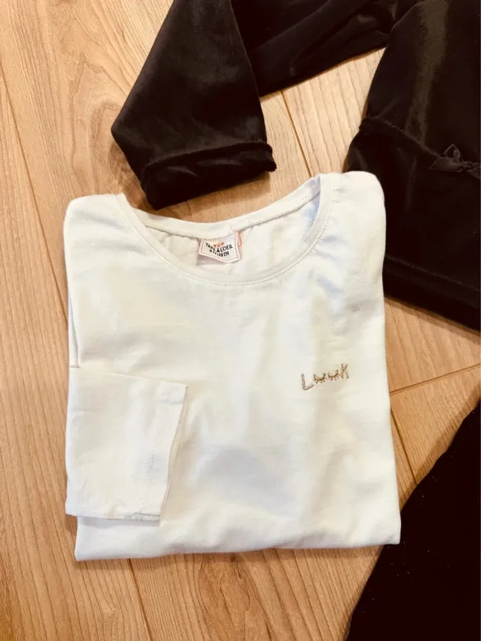 Taille 8 ans tenue 3 pièces fête fille multimarque noir blanc or * scintillant * 🎄 - photo numéro 4