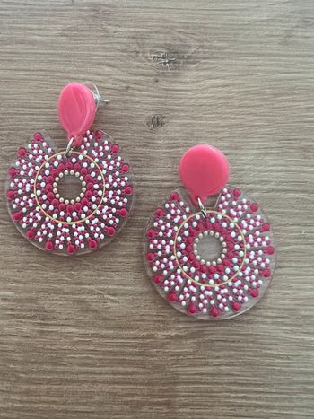 Très jolie paire de boucles d’oreilles rose