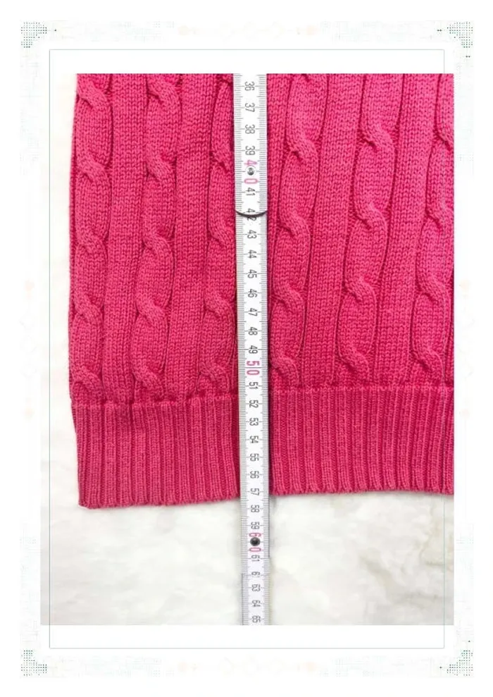 Ralph Lauren pull femme coton torsadé rose col V taille S - photo numéro 11