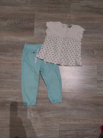 Pantalon turquoise et tee shirt blanc