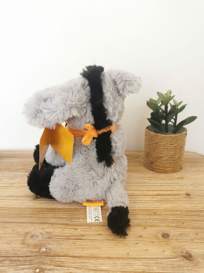 Doudou peluche  Âne gris noir bandana orange Fizzy - photo numéro 4