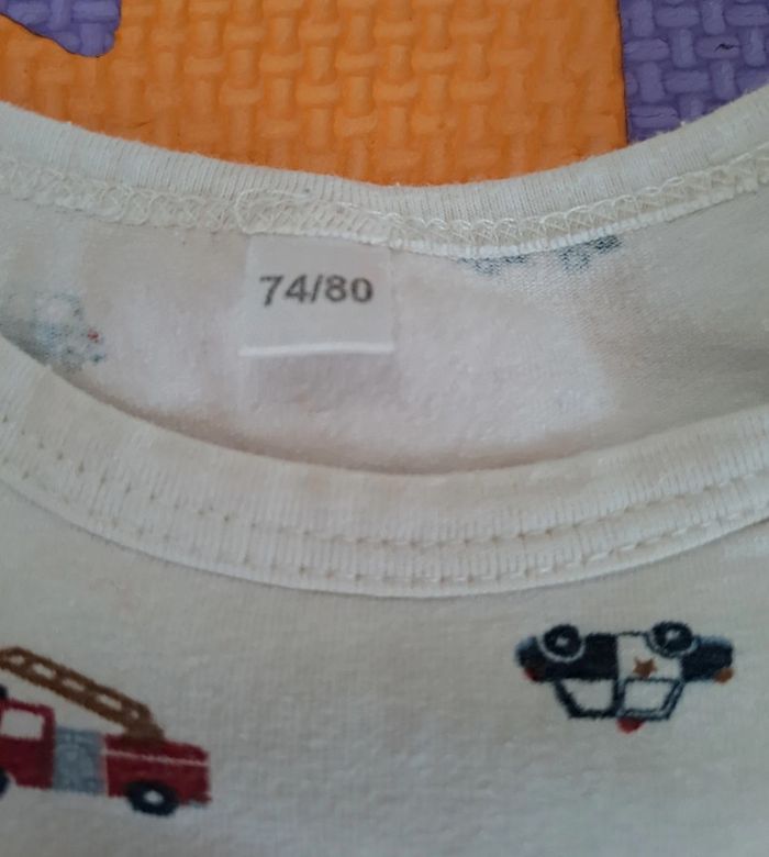 Body manches longues blanc véhicules, taille 12 mois (74/80 cm) - photo numéro 3