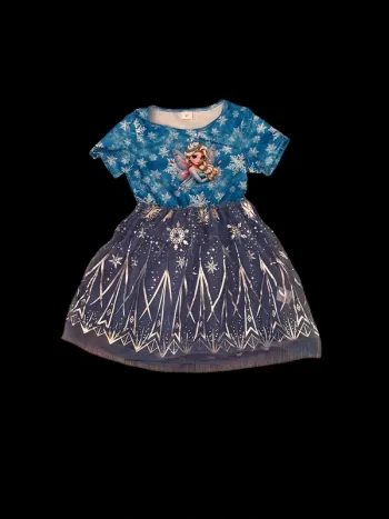 Robe reine des neige bleu 6 ans