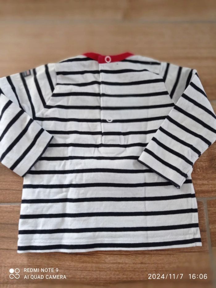 Ensemble 12 mois, bas jogging marine + marinière+ veste sweat a rayures - photo numéro 12