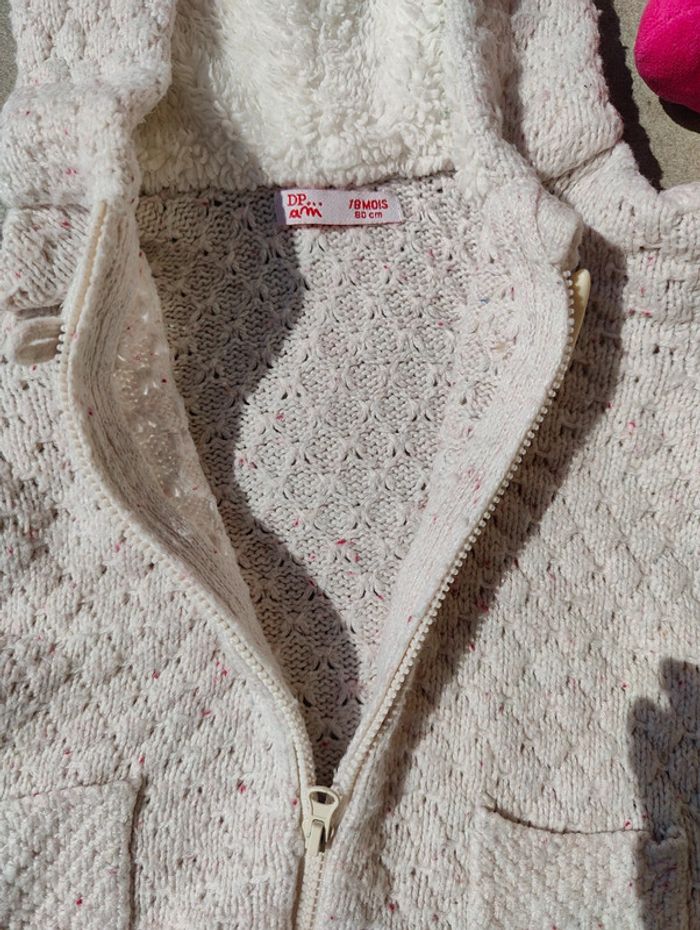 Gilet fille crème Dpam 18 mois - photo numéro 4