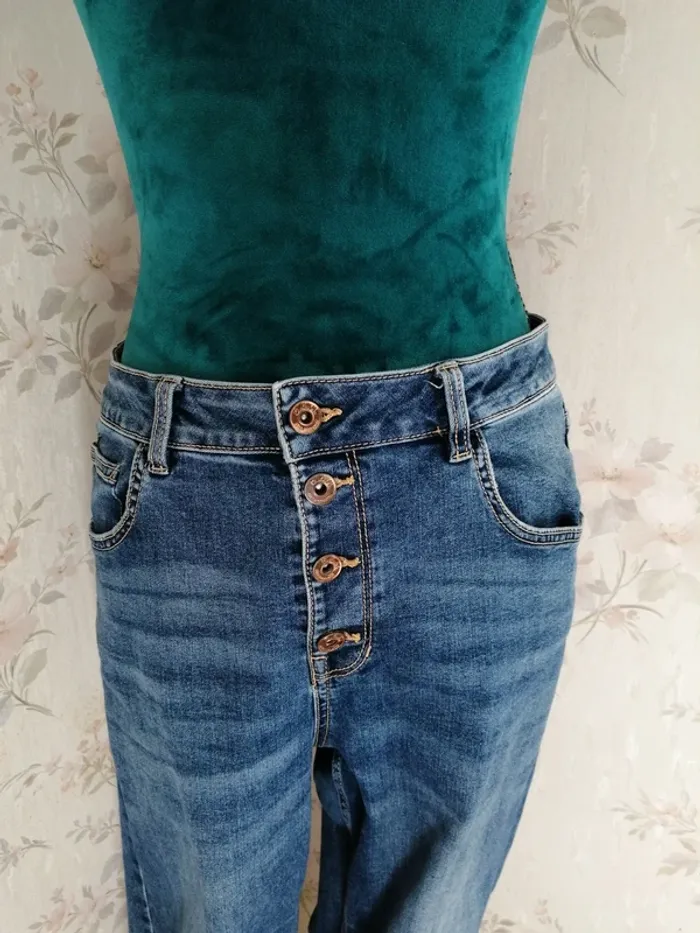 Jeans skinny bleu taille haute fermeture boutons / don't call me jennyfer / (44) - photo numéro 3