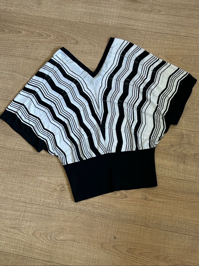 Pull noir et blanc à manches courtes Morgan taille M excellent état - photo numéro 8