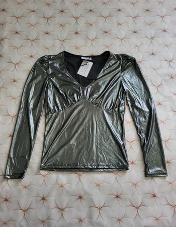 Haut de soirée argenté à paillettes argenté La City Taille M Neuf