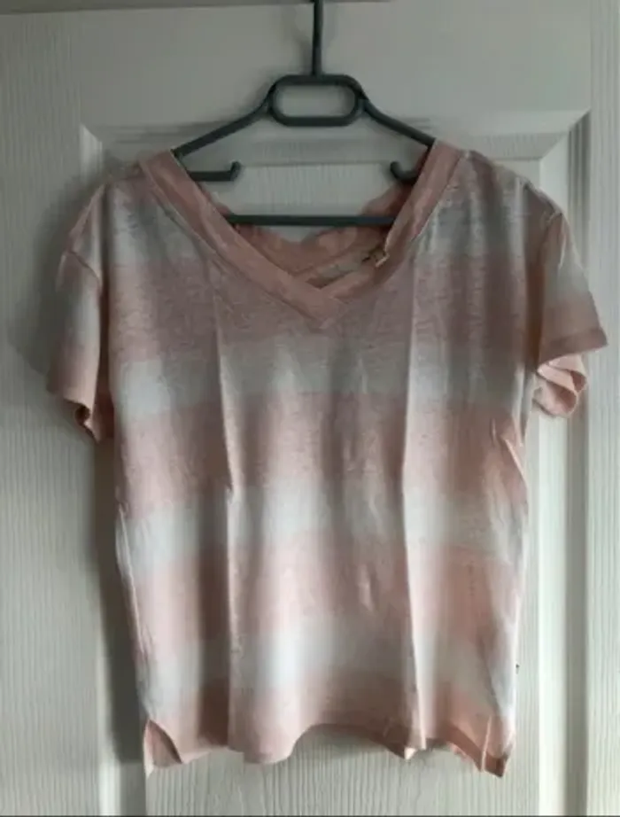Tee-shirt esprit Rose pale et blanc - photo numéro 6