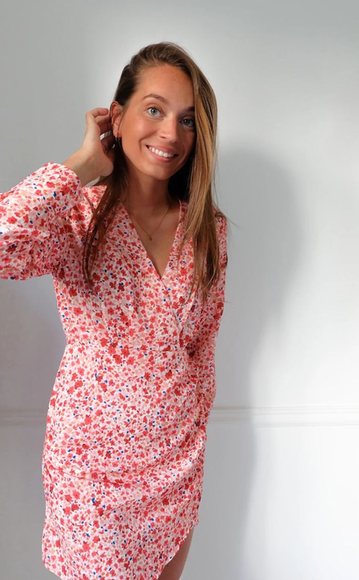 🌟 Robe à fleurs rose et bleu