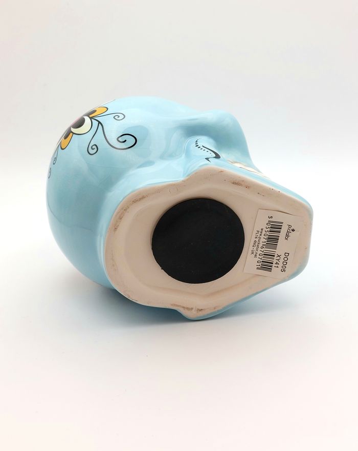 Tirelire tête de mort céramique bleue Puckator style mexicain comme dans le film Coco hauteur 10 cm - photo numéro 5
