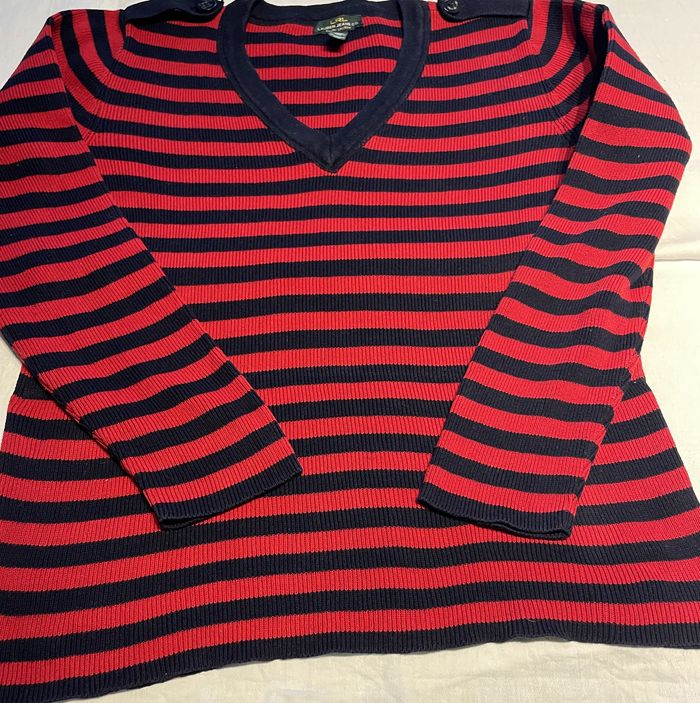 Pull Marin Rouge et Bleu Femme Ralph Lauren Taille XL