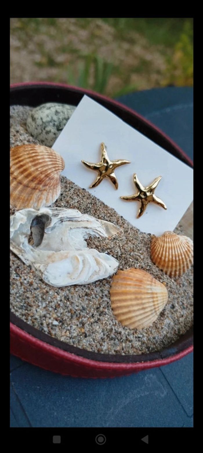 Boucles d’oreilles étoile de mer en plaqué or 18 carats💫Élégance marine - photo numéro 3