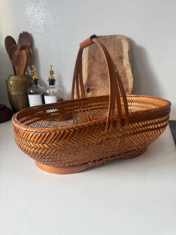Panier ancien en osier / bambou tressé – vintage - photo numéro 2