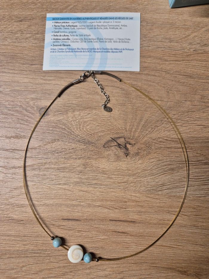 đ Collier ĂlĂ©gant avec Coquillage Naturel & Pierres Bleues - Certificat dâAuthenticitĂ© đ - photo numĂ©ro 2