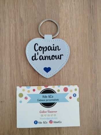 Porte-clé coeur similicuir copain d'amour