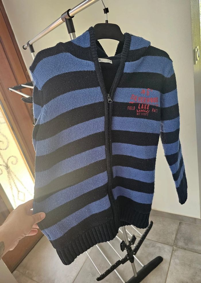 Gilet polaire à capuche, rayures 9/10 ans - photo numéro 7