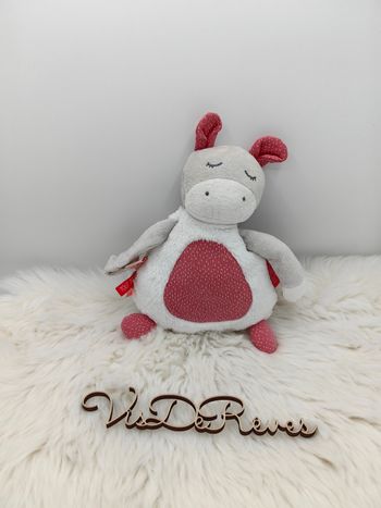 Doudou Ane Activité Rose Blanc Gris TAO 21 cm