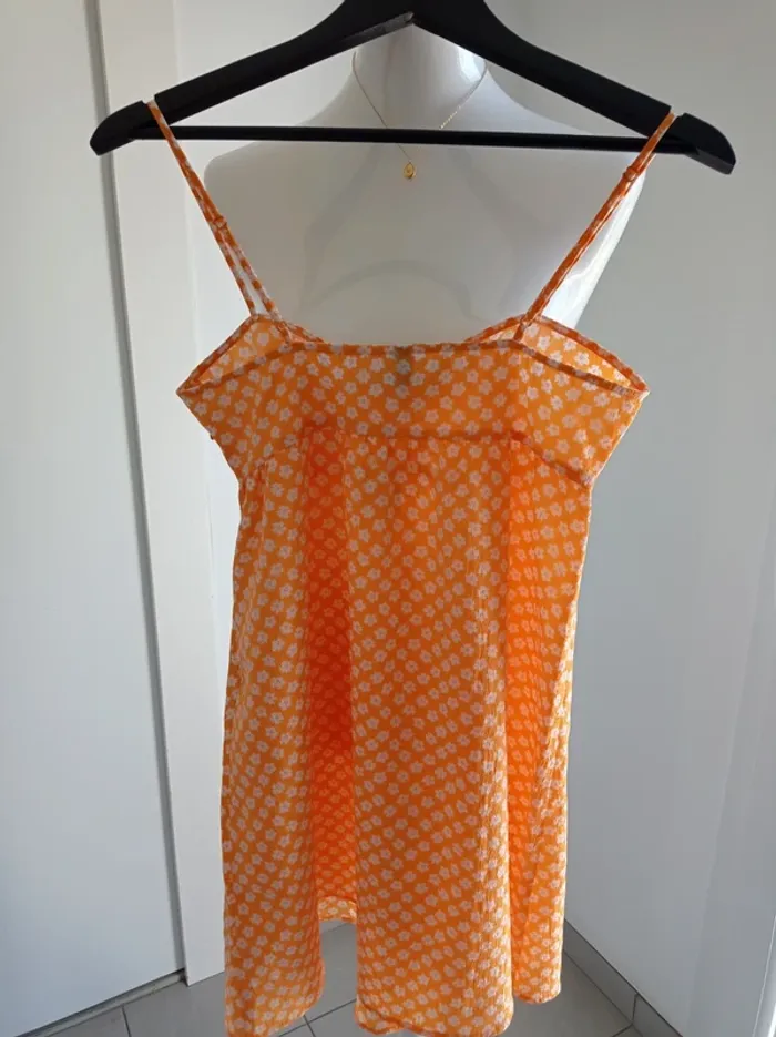 Magnifique robe jaune et blanche bretelles fines imprimé fantaisie fleurs T.36 H&M - photo numéro 2