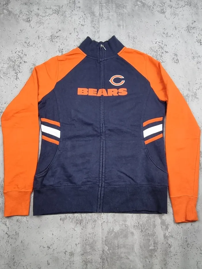 Veste zippée NFL Bleu Marine & Orange – Taille L Femme (mesures en photos) - photo numéro 3