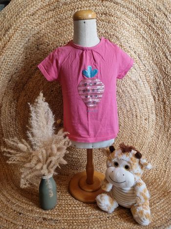 Jolie tee-shirt rose fraise fille obaibi 23 mois 86cm